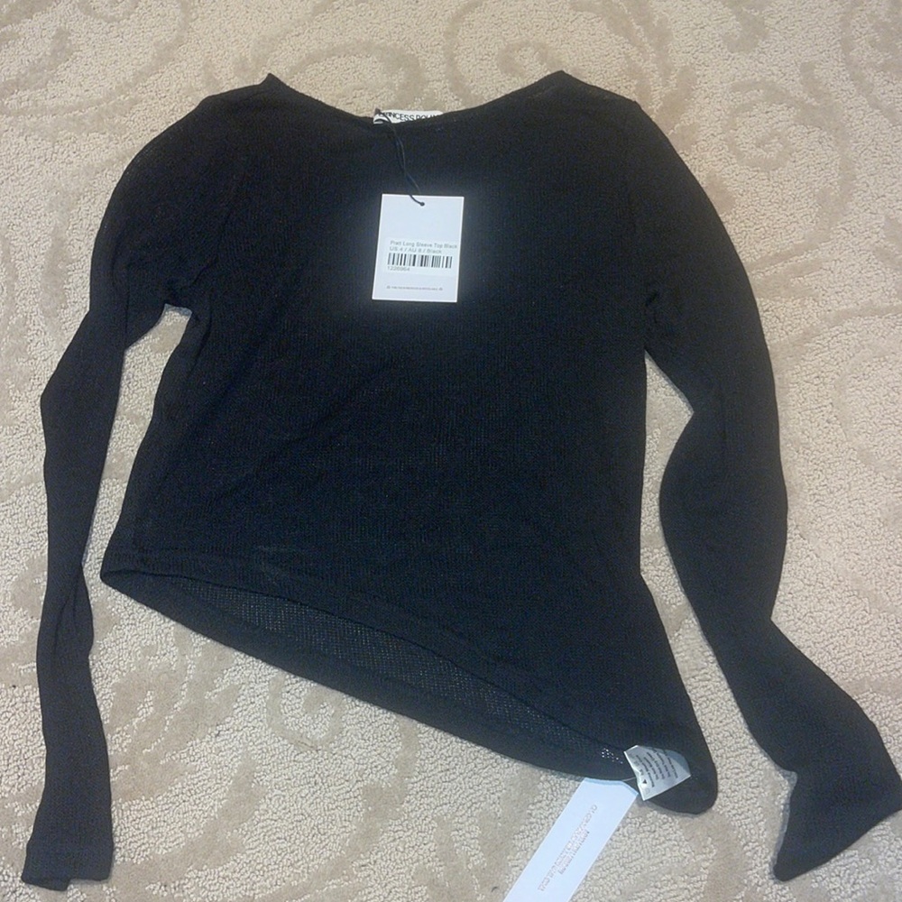 Pratt Long Sleeve Top- Black, Size 4
